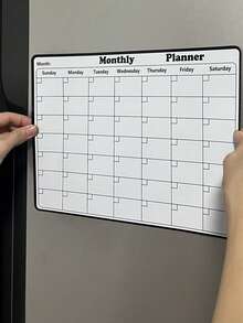 1 件冰箱贴白板便签，干擦磁性冰箱日历，冰箱配件，冰箱贴纸，待办事项清单备忘板（28 厘米 X 21 厘米）可擦除，柔软，矩形，橡胶，带每周计划日历提醒器，适用于冰箱家居装饰返校房间装饰学校用品 - 黑與白 - 查看 4