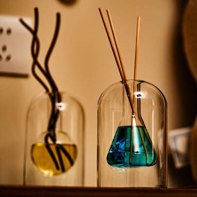 Fragrance Diffuser, Flameless Essential Oil Diffuser Bottles, Minimalist Rattan Reed Diffuser, Transparent Glass Aromatherapy Diffuser For Home, Room Decoration, New House, Holiday Gifts, Housewarming (Diffuser Bottle Only, Reeds Not Included)