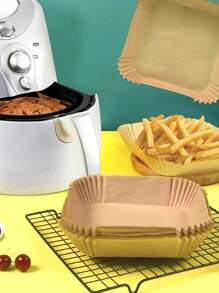 50/100 Sheets Of High-Quality Air Fryer Paper - Thickened, Non-Stick, Suitable For Air Fryers 2-8 - Essential Kitchen And Restaurant Supplies For Frying, Baking, And Microwave Ovens, Practical Air Fryer Paper, Essential For Baking Cakes