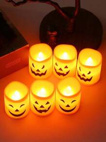 6Pcs Halloween Pumpkin Expressions Candles Light,Flameless Tealights Halloween Candles,Mini Horror Party Props, Pumpkin Light Expressions,Suitable,Battery Operated LED Tealights,For Home Party Decor, Party Supplies, Gifts, Bedroom Table Spooky Decor,Autumn Decoration, Day Of The Dead Candle Decoration,Fall Decor ,Halloween Decorations,Christmas Decorations,Halloween Home Decorations