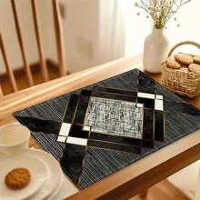 1/2/4/6/8 Pieces Luxury Placemat Set - Designed With Bright Red Abstract Geometric Patterns, Desktop Decoration, Daily Tablecloth Table Mats, Coasters, Suitable For Holiday Party Decoration, Coffee Table And Home Decoration, Kitchen Table And Room Decoration Accessories, Dining Table Decoration, Restaurant Company Gatherings