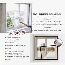 Tela Mosquitera para Ventana, Ajustable y Lavable para Ambientes Frescos Libres de Insectos (130x150 cm) Mosquitero Multiusos Seguro y de Fácil Instalación, Color Negro, Blanco, Gris Colores Aleatorios - Negro - Ver 6