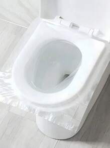 50 Stücke Einweg PVC Toilettendeckelüberzüge, einfache und transparente einzeln verpackte Toilettendeckelüberzüge für Sommerreisen und Badezimmerdekoration