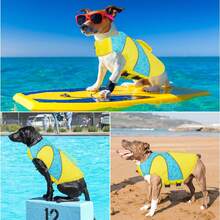1 pieza Chaleco salvavidas para perros, chaleco salvavidas de perro con bloques de color brillante, chaleco salvavidas de alta flotabilidad con asa de rescate, chaleco salvavidas ajustable para perros con tiras reflectantes, adecuado para perros pequeños/medianos/grandes - Amarillo - Ver 5