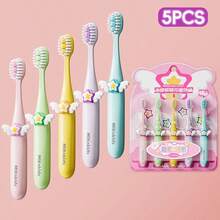 5pcs Cute Cartoon Angels Wings Soft Bristle Children/Baby Toothbrush, Suitable For Teething, Milk Teeth Stage, Fine & Soft Bristles, Great Value Pack