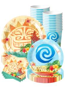 10 قطع صينية ورقية هاواي، إمدادات حفلة تيكي ، صحن ورقي تصريف استوائي لحفلات الصيف والشواطئ ، إمدادات زينة أعياد الميلاد الأستوائية بطراز الهاواي