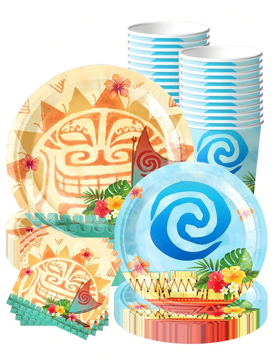 10 قطع صينية ورقية هاواي، إمدادات حفلة تيكي ، صحن ورقي تصريف استوائي لحفلات الصيف والشواطئ ، إمدادات زينة أعياد الميلاد الأستوائية بطراز الهاواي