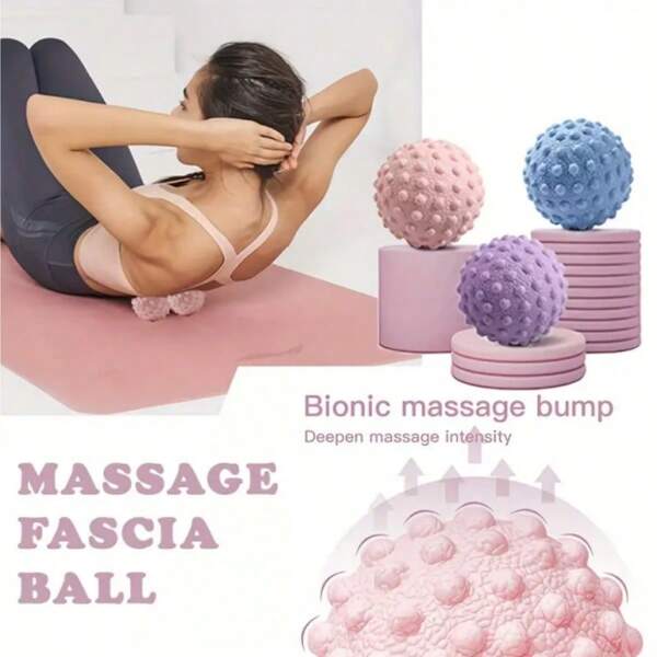 Set de 3 bolas de masaje de fascia, relaja los músculos de los pies, cintura, espalda, hombros y cuello, adecuado para fitness, yoga y recuperación deportiva, gimnasio