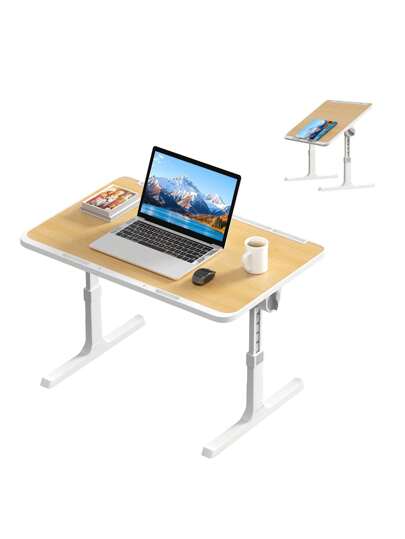 LILIIN Portable Foldable Laptop Tafel Height Adjustable Bedside 60 39.5 Cm Tablet Holder, Anti Slip Strip MDF Bed, Ofa Travel, Verlichting Gray/Warm White/Brushed Black/Walnut/White Maple view 2