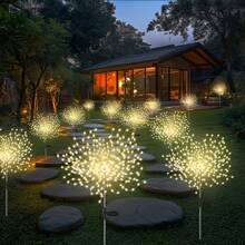 1 Peça 90/150/200/300/400 Luzes de Fogos de Artifício Alimentadas por Energia Solar com 8 Modos Diferentes, Projetadas para Uso Externo e Perfeitas para Pátios, Camping e Caminhos, Disponíveis nas Opções de 60, 200 ou 300 LEDs.