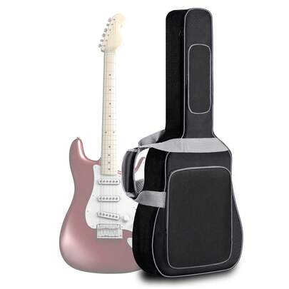 ​12mm Thickened Black Electric Guitar Bag, Waterproof Travel Gig Bag With Multi-Functional Accessory Storage, Shockproof Guitar Case For 39" Electric Guitars