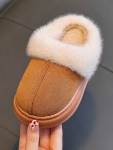 Children's Slippers Autumn And Winter Parent-Child Style Warm Small, Medium And Large Boys And Girls Children Baby Fur Slippers Autumn And Winter Soft Sole Non-Slip 2025 Autumn And Winter New Fashion Indoor Home Fur Drag Dirty Bedroom Slippers Home Shoes - Camel - View 7