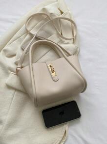 Bolso de mano de mujer de unicolor de PU de moda, versátil bolso cruzado con monedero pequeño