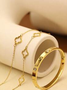 1pc/3pcs Stainless Steel Tarnish-Proof Luxury Zirconia Micro Diamond Bangle Bracelet, Unisex Design, Suitable For Mother's Day, Valentine's Day, Dates