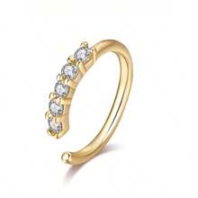 1 pieza Anillo falso de septo de cobre de moda incrustado con cubic zirconia brillante, joyería de lujo para uso diario sin perforación