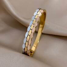 1Pc Triple-Layer Bracelet Wave Shape Stainless Steel Bracelet Chunky Multicolor Bracelet For Women Cuff Bracelet For Party Birthday Jewelry Gifts - Multicolor - View 13