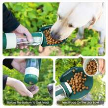 1pc Large Capacity Portable Pet Travel Water Bottle With Food Container, Outdoor Dog Walking Drinking Cup, Dog Water Bottle And Bowl Dispenser, Dog Supplies