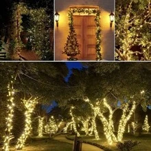 GHUSTAR Guirlande lumineuse solaire 32 m 300 LED, 8 modes réglables, étanche IP44 pour l'extérieur, parfaite pour la décoration de cour, de jardin, de porche, de festivals et de fêtes