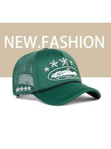 1pc Y2K Style Women's Embroidered 5-Pointed Star Sponge Drawstring Mesh Baseball Cap, Adjustable, Casual Outdoor Sun Hat For Spring/Autumn Travel, Beach, Suitable For Men Y2K Fashion Youth Cap