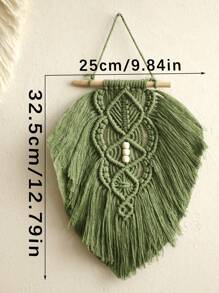 1pc Exquisite And Handmade Macrame Wall Hangings. These Hangings Feature Intricate Knotting Patterns With Tassel Details, And Accented With Light - Colored Wooden Rods And Beads. Ideal For Bohemian - Style Lovers And Home Decor Aficionados. Perfect For Decorating Living Rooms, Bedrooms, Or Any Space Seeking A Touch Of Rustic And Artistic Flair, Adding A Cozy And Inviting Atmosphere. Room Decor Bedroom Decor Wall Decor