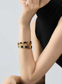 Pulseiras de ouro, aço inoxidável, zircônia, zircônia embutida, pulseira de aço titânio, polimento espelhado, revestimento a vácuo, não desbota facilmente, estilo clássico da moda, adequada para uso diário, pulseira de ouro, joias de aço inoxidável