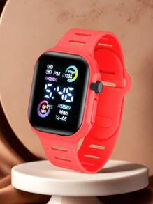 2pcs/1pc Color Display Electronic Watch, Korean Fashion Cool LED Light Couples Digital Watches For Middle School Students