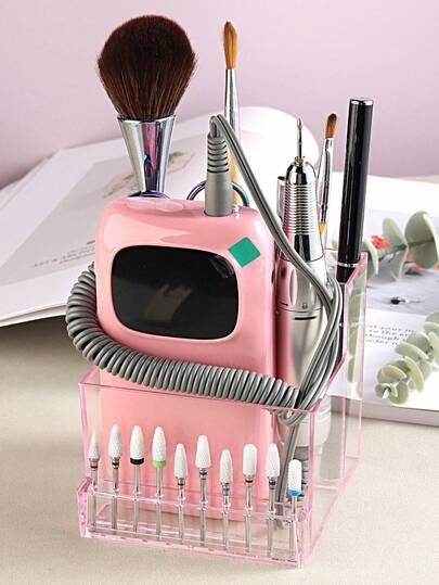 Nail Drill Machine Storage Box Pink White Large Capacity Makeup Organizer Tool With 10Slots Nail Drill Bits Holder Acrylic Cosmetic Organizer Countertop Nail Tool Stand Display Bag, Bags, Makeup Bag, Vanity, Travel, Make Up Bag, Storage, Makeup Organizer, Makeup Bags, Toiletry Bag, Desk Organiser, Cosmetic Bag, Makeup Pouch, Make Up Organizer, Vanity Accessories, Make Up Pouch, Make Up Bags, Jewellery Box, Pouch, Makeup Brush Holder, Brush Holder, Perfume Organiser, Pouch Bag,Gifts For Women,Christmas Gifts,Gift Ideas For Women