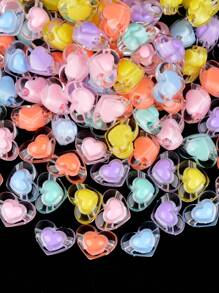 100pcs/Pack Assorted Flower, Heart, Star, Cube, Round Acrylic Beads With Hole, Suitable For DIY Bracelet, Necklace, Phone Chain, Hair Accessories, Jewelry, Handicrafts