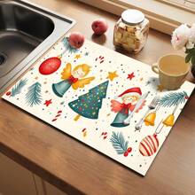 1 pieza Posavasos de silicona con impresión de carta navideña, hombre de jengibre y caramelos, antideslizante y muy absorbente, lavable, apto para encimera, cocina, mesa de comedor, decoración navideña