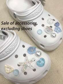 1pc Summer Vacation Style Starfish & Shell Charm Set For Women Casual Sandals/Slippers Decorative Accessories