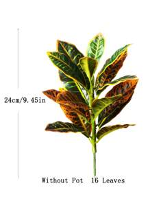 24-41cm Artificial Ficus Tree Branch Fake Garden Croton Plants Desktop Landscape Leaves Plastic Tropical Rubber Tree For Home Garden Kitchen Dining Room Balcony Party Wedding Decoration