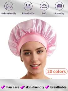 1 pièce / 2 pièces Nouvelle casquette de sommeil élastique à large bord en satin doux et respirant, style mode décontracté et confortable pour usage quotidien