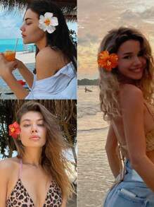 Haarspangen im Hawaii-Blumen-Stil für Frauen, Hibiskus-Haarspange, 3,5 Zoll künstliche Blumenspangen für Urlaub, Strandparty, Haarklammern, Haarspangen