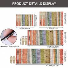 1 pieza Alfombra suave de cocina, Felpudo lavable antideslizante, Alfombra camino, Felpudo, Juego de alfombrillas de baño, sala de estar, lavandería, Alfombra de área, Decorativa apta para cocina, sala de estar, entrada, balcón, decoración del hogar, anti-suciedad, cafetería, bar, fiesta, regalo festivo, Alfombra de piso de dormitorio, Alfombra de baño, Decoración de habitación, Decoración de cocina, Diseño de reno en marco azul y blanco a rayas de fondo colorido