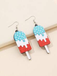 1 par de pendientes casuales con gota de color bandera de EE. UU. y estrella de acrílico para mujeres y niñas, accesorios patrióticos para el Día de la Independencia