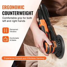 Random Orbital Sander 6-Inch, 350W Brushless Orbital Sander, 10,000 PRM 6 Variable Speed Electric Palm Sander With 10PCS Sandpapers, Dust Connector & Hose For Woodworking Detailing Sanding - US A Type Plug(110-127V) - View 4