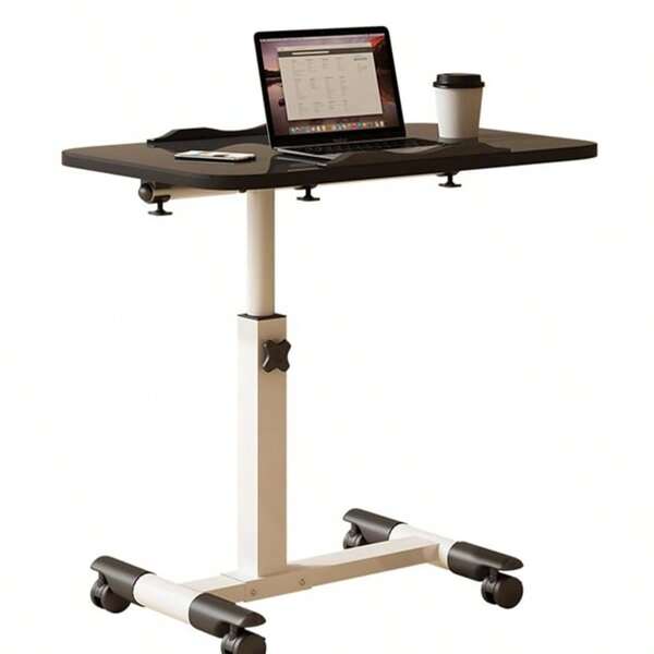 "Klappschreibtisch mit Rollen, Laptoptisch Höhenverstellbar 69-90cm, Metallrahmen Laptop Stehtisch Krankenbett für Wohnzimmer, Heimbüro,Krankenhaus,Schwarz  Overbed Table, Medical Overbed Table, Hospital Mobile Standing Desk, Adjustable Height Standing Bedside Table with Tilting Desktop & Wheels for Hospital Home Office"