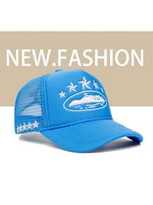 1pc Y2K Style Women's Embroidered 5-Pointed Star Sponge Drawstring Mesh Baseball Cap, Adjustable, Casual Outdoor Sun Hat For Spring/Autumn Travel, Beach, Suitable For Men Y2K Fashion Youth Cap