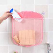 1pc Cute Cartoon Colorful Suction Cup Net Bag, Bathroom Storage Organizer Mesh Hanging Bag For Bathtub, Shower, Dorm