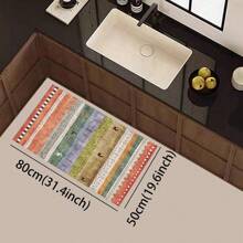 1 pieza Alfombra suave de cocina, Felpudo lavable antideslizante, Alfombra camino, Felpudo, Juego de alfombrillas de baño, sala de estar, lavandería, Alfombra de área, Decorativa apta para cocina, sala de estar, entrada, balcón, decoración del hogar, anti-suciedad, cafetería, bar, fiesta, regalo festivo, Alfombra de piso de dormitorio, Alfombra de baño, Decoración de habitación, Decoración de cocina, Diseño de reno en marco azul y blanco a rayas de fondo colorido