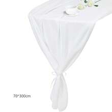 2pcs Burgundy Chiffon Table Runner 27x118 Inches, Transparent Fabric Table Cloth Romantic Wedding, Suitable For Bridal Shower, Party, Banquet, Outdoor, Wedding Table Chair Decor - Multicolor - View 12