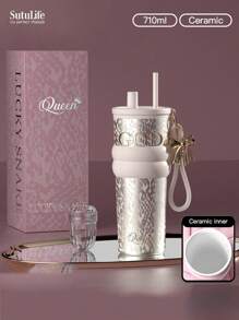 Vaso térmico de gran capacidad de 500ml/700ml/710ml - Taza de café de acero inoxidable con tapa, vaso de viaje para bebidas calientes y frías, compatible con portavasos de coche, material, tapa con boquilla y soporte para pajita, banda de silicona antideslizante para sujetar, portátil para exteriores, camping, oficina, regalo de botella de agua para novia, estudiante, vuelta al cole para niños