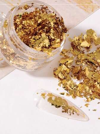 Förpackad 3D ultratunn nagelkonst guldfolieklistermärke - Asymmetrisk guld/silverfoliekonfetti | Glitterklistermärken för ansikte och ögonmakeup, nageldekoration, kreativ sminkfolie glitter ögon-/ansiktsjuvelklistermärken, scen-/bruddekor nageltillbehör naglar nagelberlocker nagelstenar