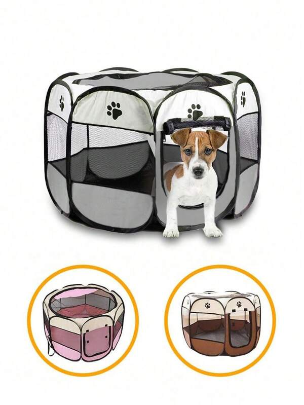 600D Oxford Cloth Pet Fence, Foldable Portable Pet Tent Suitable For Indoor/Outdoor Travel Camping, Fits Small/Medium Pets