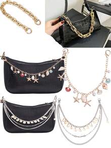 金属链条肩带手提包配件多功能DIY钱包带斜挎包装饰链 - 彩色 - 查看 2