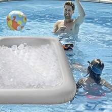 1 pièce seau à glace gonflable, porte-boisson/porte-fruit de forme carrée/rectangulaire, pour balle de ping-pong, bière, bar à salades, flotteur gonflable