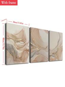 3pcs Abstract Beige Fluid Art Posters, Wall Art Posters, Optional Frame