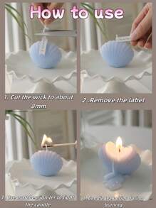 1 pieza Vela de incienso con forma de concha, de apariencia exquisita. La llama de la vela parpadea y emite un encantador aroma, creando fácilmente una pequeña esquina acogedora y cómoda, agregando un toque de poesía a la vida.