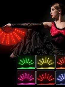 LED Lighted Fan; Multi-Color Chinese Handheld Folding Fan; Birthday Party Dance Gift; Wedding Night Bar Club Fluorescent Prop