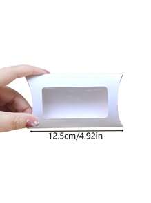 25 Stück weiße Papier Mini Kissen Verpackungsboxen mit klarem Fenster, Geschenkverpackungsbox für Backwaren, Süßigkeiten, Schokolade, Schmuck, Hochzeitsfeier, Sommerfest, Geburtstag, Strand, Schule, Zimmer Dekoration